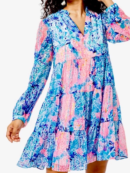 Lilly Pulitzer Dresses & Skirts - NWOT Lilly Pulitzer Sz 4 Sarita Silk Metallic Swing Dress Resort Sway With Me